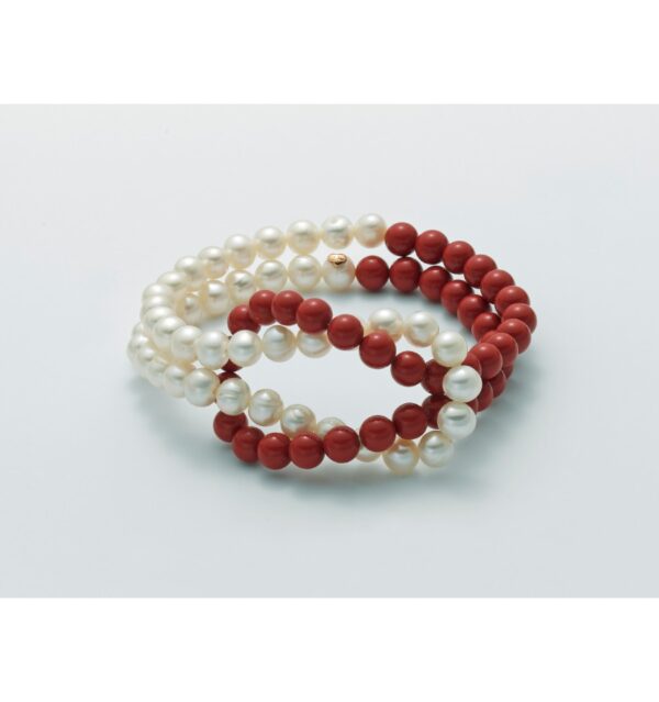 BRACCIALE MILUNA COLLEZIONE TERRA E MARE Materiale/Metallo: Argento 925 Inserti: Perla naturale 6/6.5 mm Pietre: Agglomerato corallo rosso